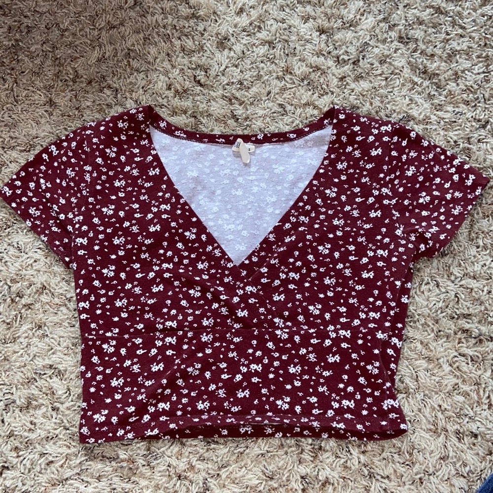 Maroon Floral Crop Top